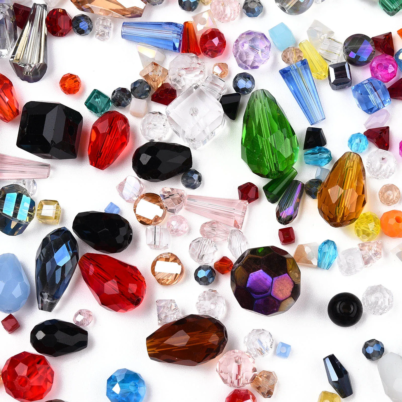 1 Bag Colorful Glass Beads Random Mix Shaped Jewelry Bead for DIY Gorgeous Jewellery Making 2.5~27x2.5~18x2~18mm about 350g/bag