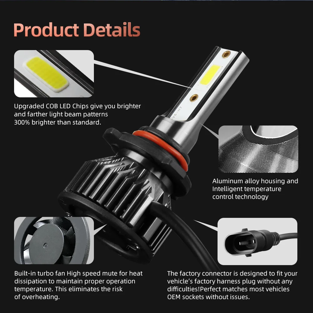 H7 9003 H4 LED Headlight High Lumen H11 H1 H3 H8 H9 9005 HB3 9006 HB4 9012 HIR2 Turbo Lamp 6500K Car Light H13 9004 9007 880