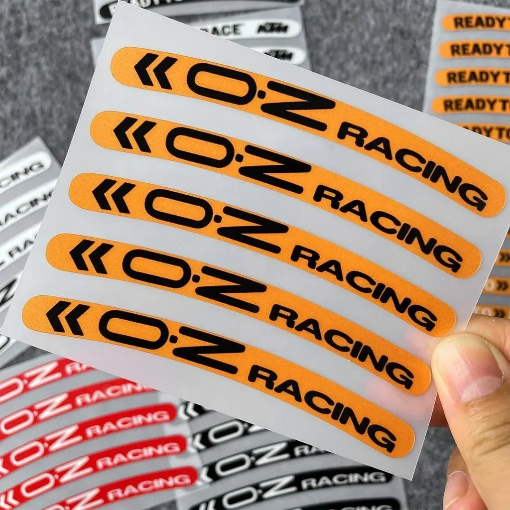 S T .5Pcs/set Wheel Reflective Sticker Ready To Race 17 Inch OZ Racing Mags Sticker Rally Racing Hub Spoke Decal Car Accessories