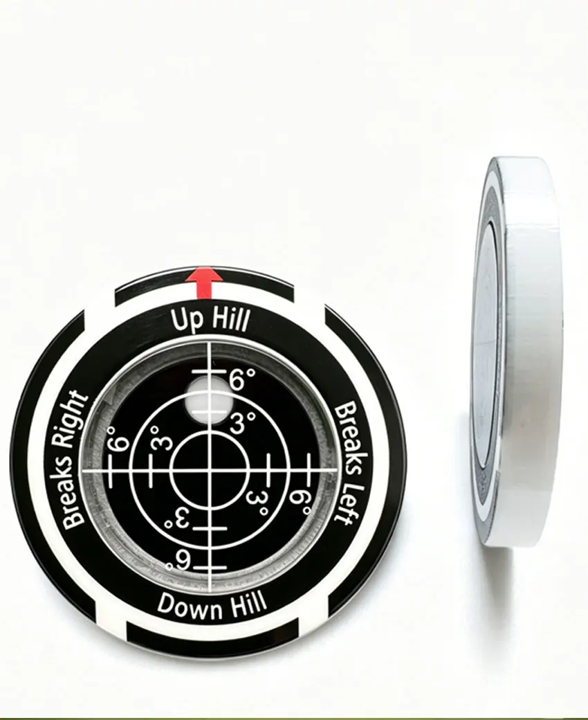 Golf-Nivelliergerät zur Gefällemessung, Höhenmessung, kreisförmig, 39 mm, Kappenklemme, Ballpositionsmarkierung, Geschenk für Golfer – Detail 6