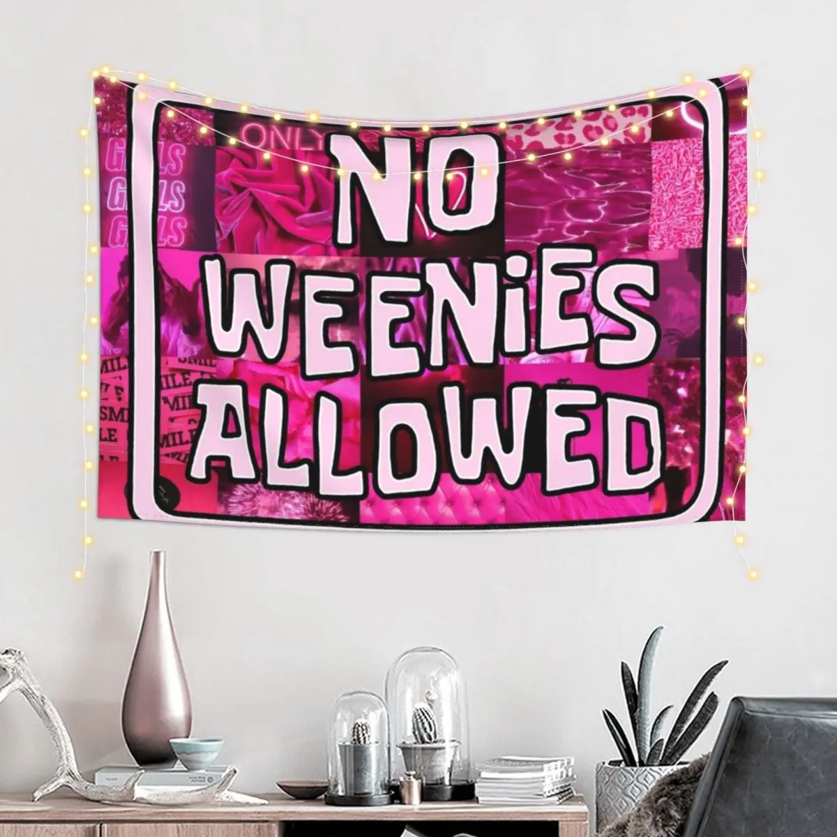 Hot pink aesthetic no weenies allowed Tapestry Things To The Room On The Wall Aesthetic Room Decors Custom Tapestry