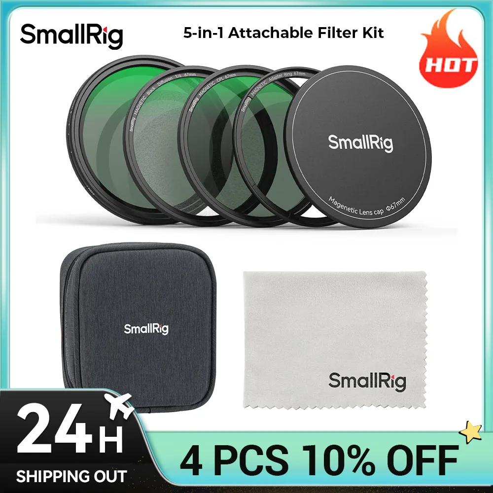 SmallRig 5-in-1 Filter Kit with VND 2-32, CPL ,1/4 Effect Black Mist 67mm Filter Suit for iPhone for Samsung for Vivo Phone Cage