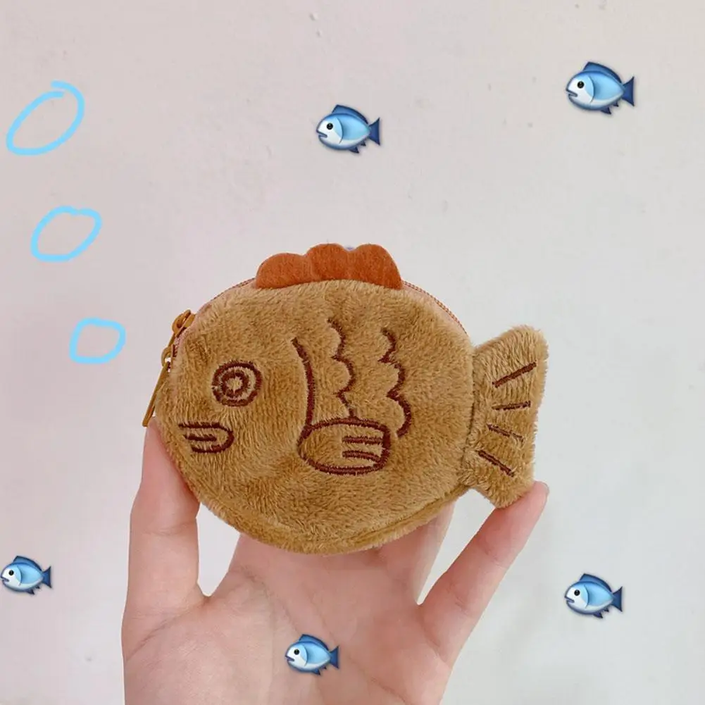 Plush Fish Doll Coin Purse Wrist Bag Mini Cute Zipper Capacity Wallet Girl Small Convenient Bag Headset Coin Bag Storage Q6A0