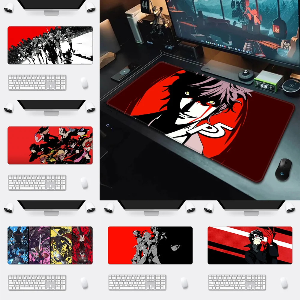 Classic Games Personas 5 Mousepad HD Printing Computer Gamers Locking Edge Non-slip Mouse Pad XXL90x40cm Keyboard PC Desk Pad