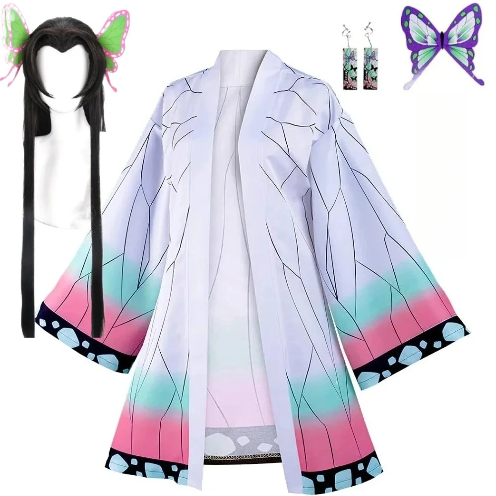 

Demon Kochou Anime Shinobu Cosplay Costume Kanae Butterfly Clip wig Adult Kids Shinobu Kanae Anime Demon Cloak Halloween Outfit