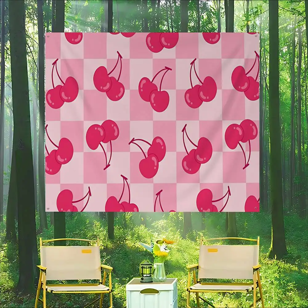 Cherry Simple Classic style Small Size Cheerleading Banner Hand Pulled Flag Outdoor Atmosphere Flags