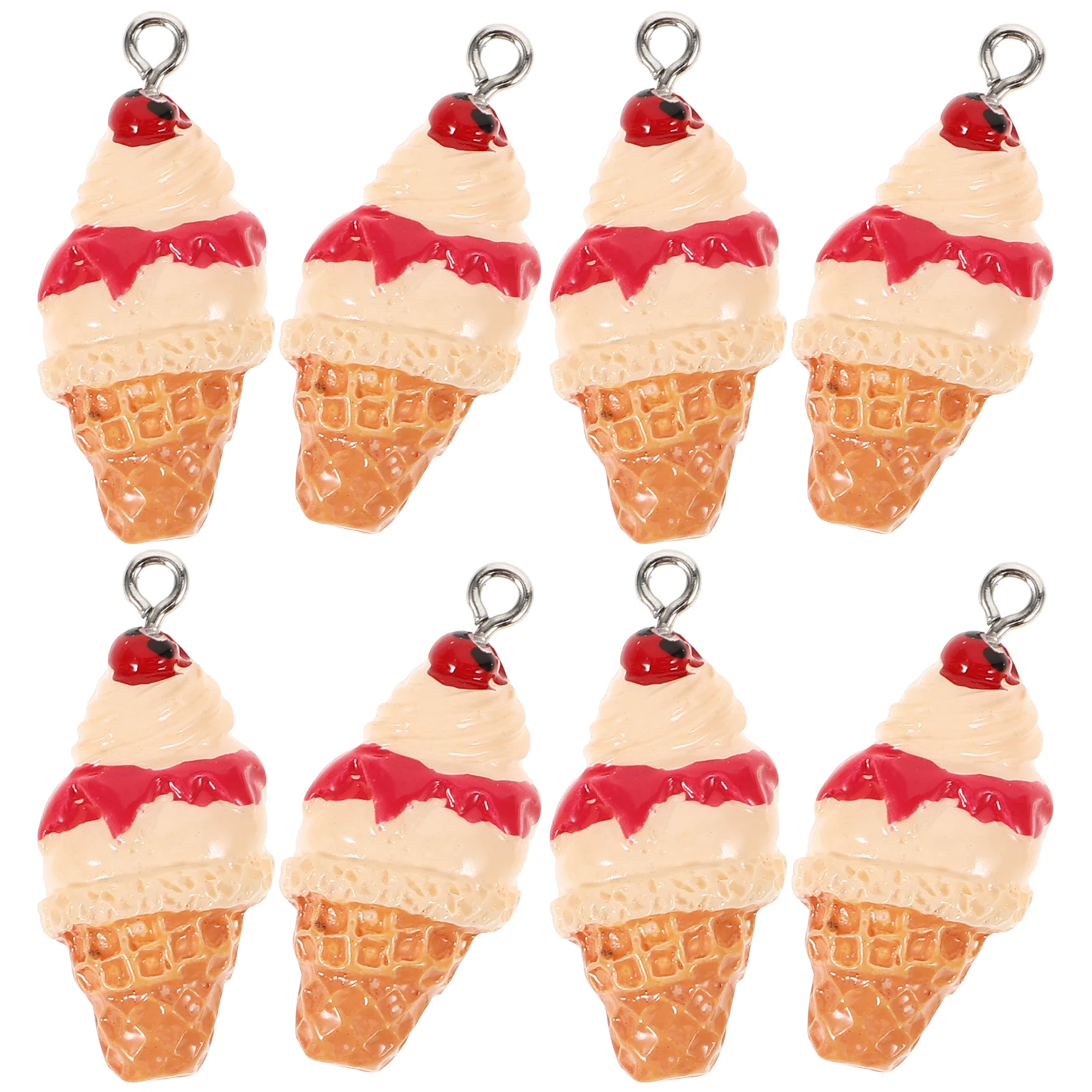 

10 Pcs for Simulated Ice Cream Pendant Diy Keychains Charms Dessert Shaped Resin Craft