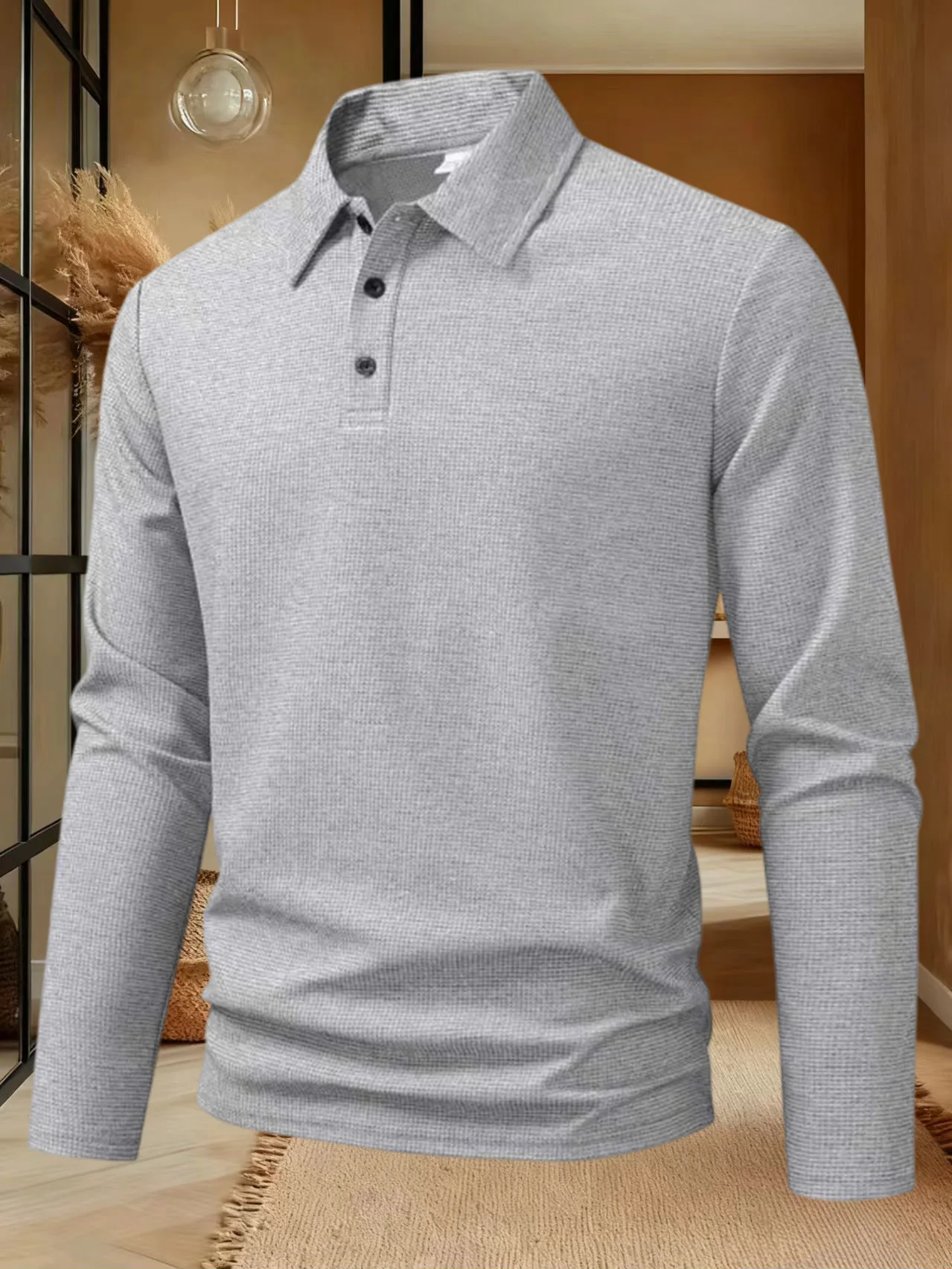 Men's summer-autumn long-sleeved Polo shirt, solid color, casual and fashionable, breathable, comfortable, versatile, new style - view 5