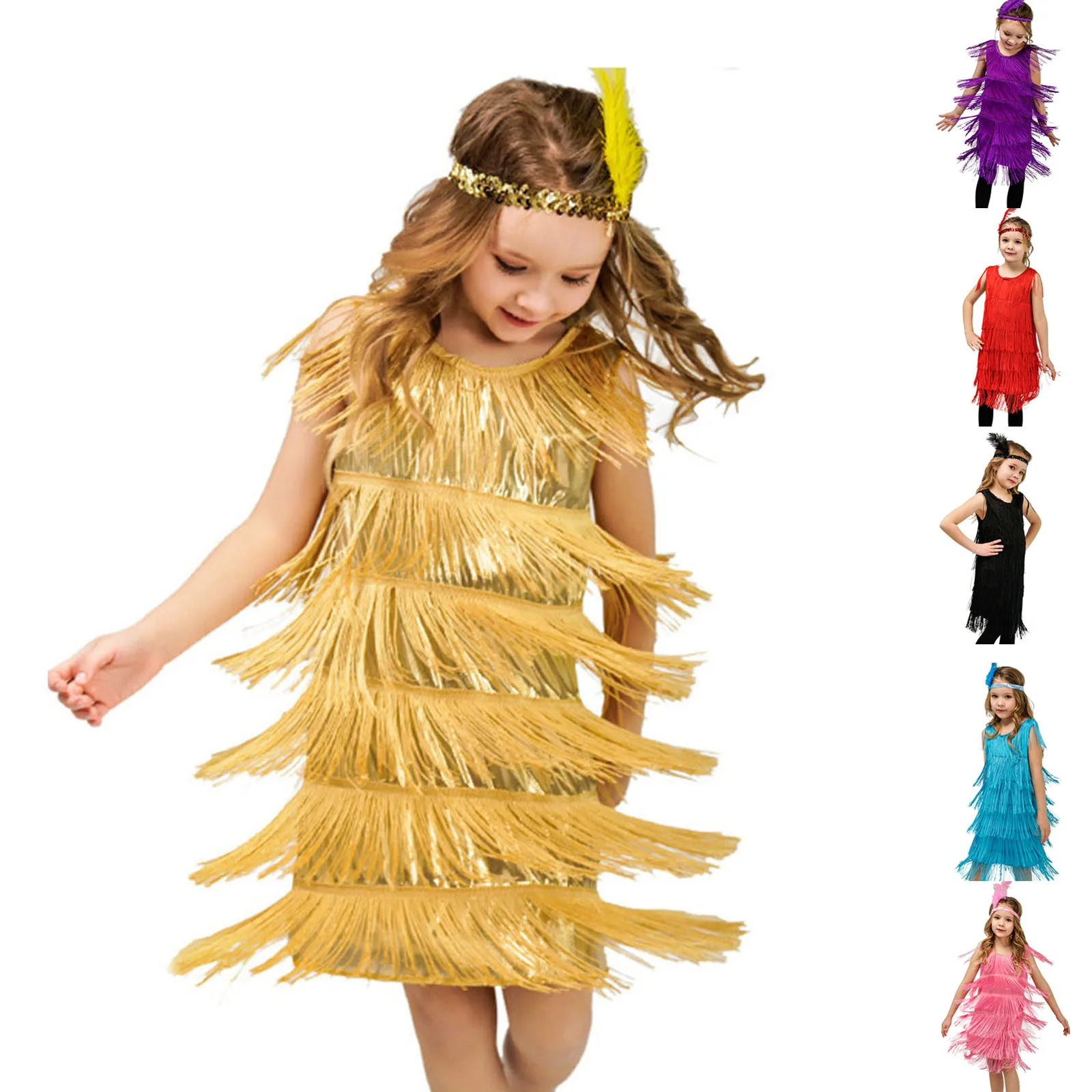 

Children Summer Dresses For Girls Girls Flapper Dress Sequins Fringe Latin Dance Dress Tassel Tango Dress Ballroom Girls Clothes