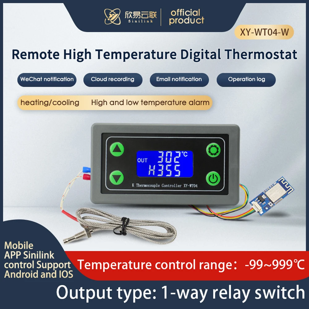 

K-type Thermocouple High Temperature Digital Thermostat -99~999℃ WIFI Remote High Temperature Controller Smart Thermostat