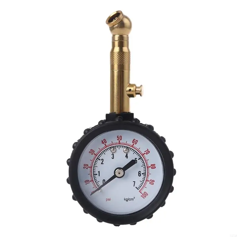 

X37E 0-100 PSI Tire Pressure Gauge Tire Pressure Measuring Instrument Easy Read Dial Type Gauge for Car Bicycle Motorcycle