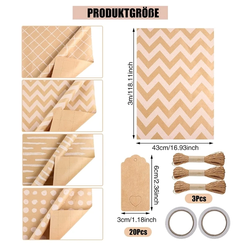 Papel regalo vintage para Navidad, cumpleaños, boda