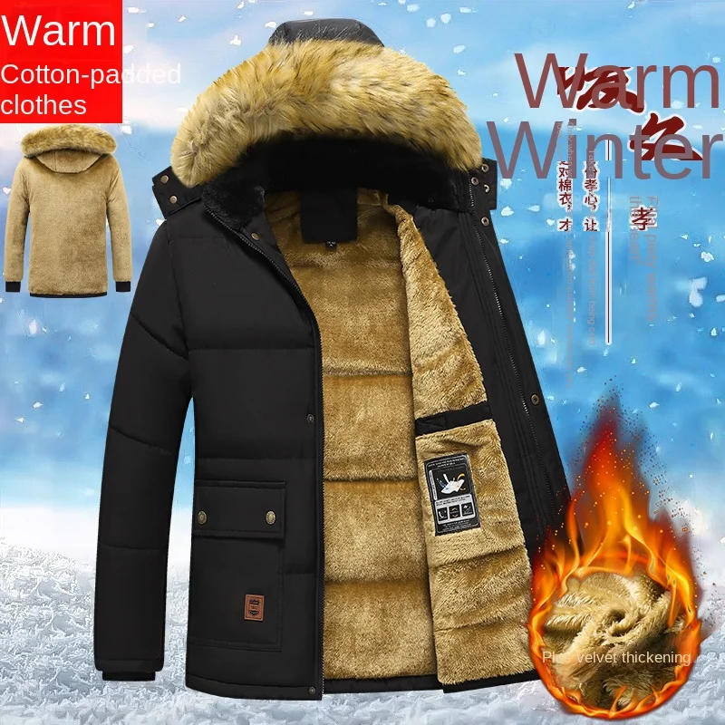 

Cross border exclusive European men's cotton clothing winter new style with added fleece and thick warm cotton jacket, detachabl