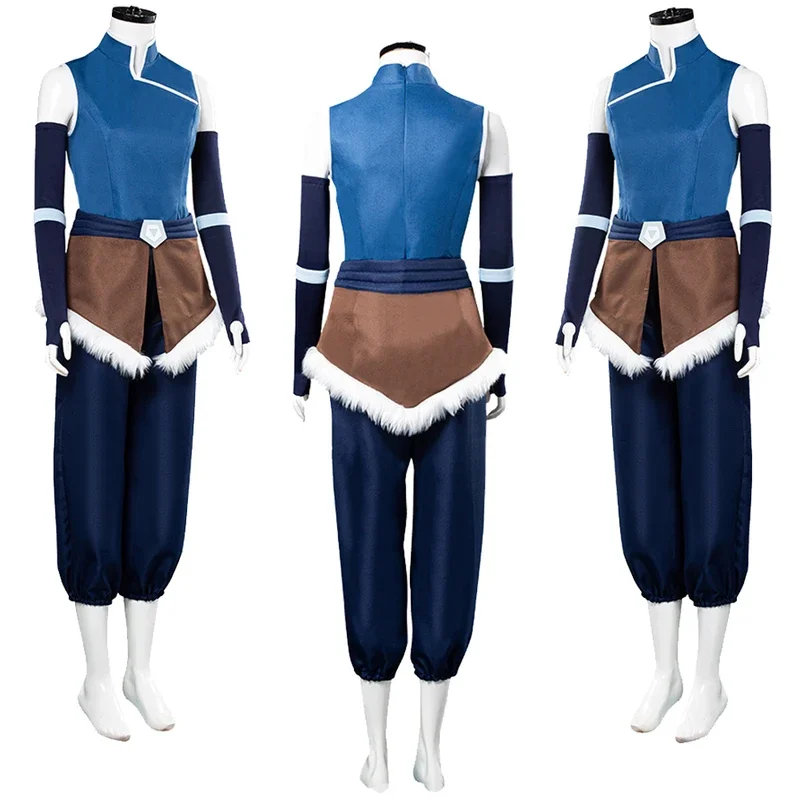 RT01 Korra Cosplay Women Costume Cartoon Avatar Last Cosplay Airbender Roleplay Outfits Girls Disguise Armguard Apron Hallow&Gf1