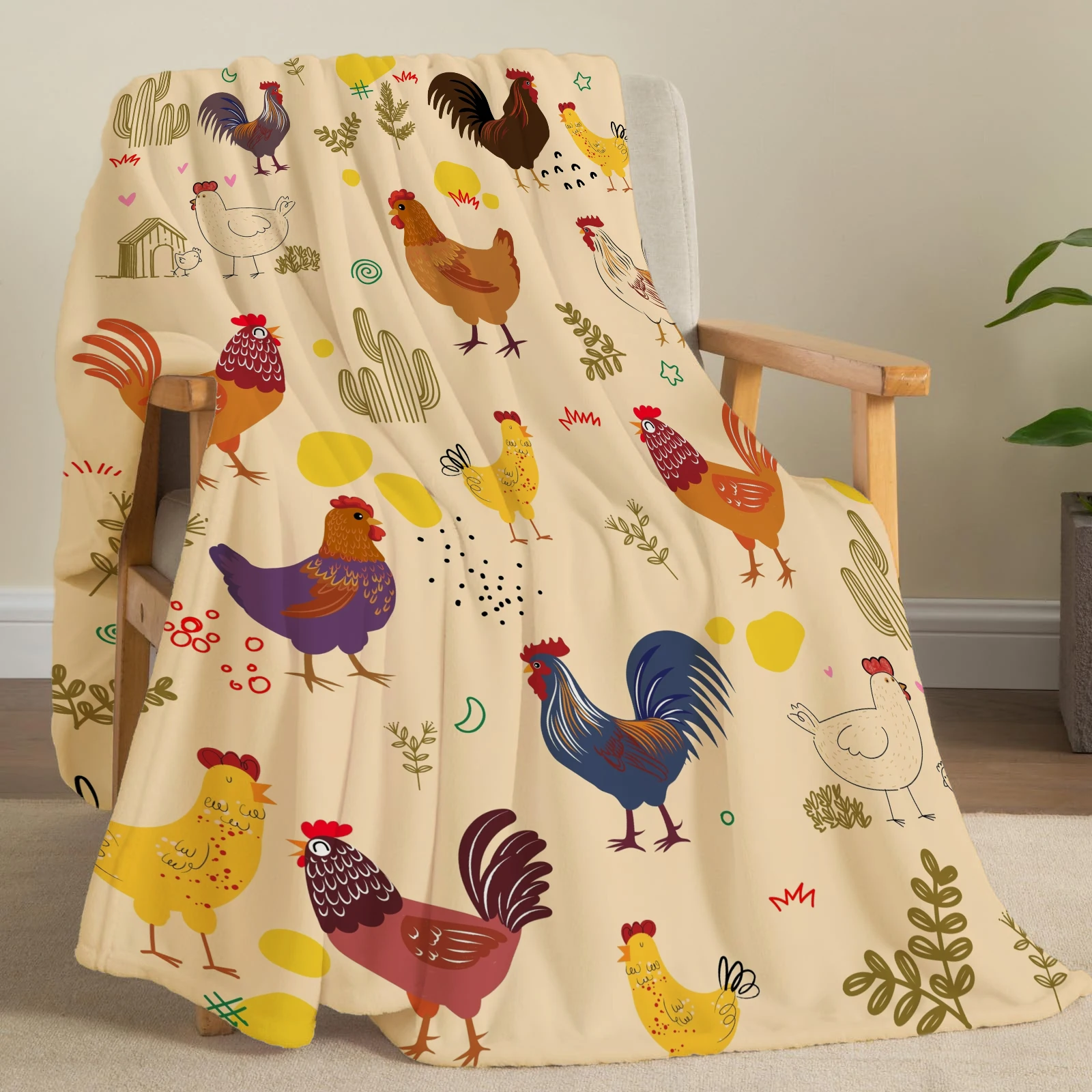 Herbst-Thanksgiving-Überwurfdecke, Flanell, niedliche Küken-Aufdruckdecke, superweiche, gemütliche Nickerchendecke, perfektes Zuhause, Geschenk für Sie