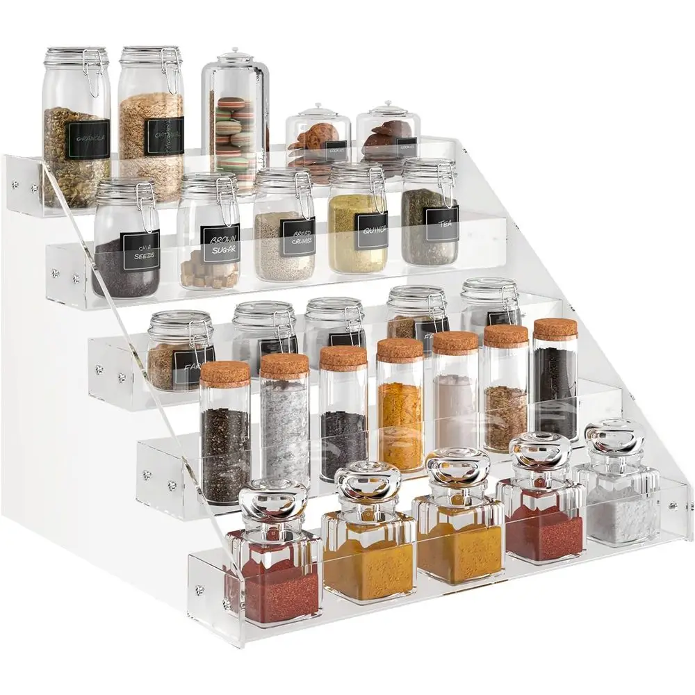 

5-Tier Clear Acrylic Spice Rack Organizer, Vertical Kitchen Shelf for Cabinets, 12 Length Countertop Storage