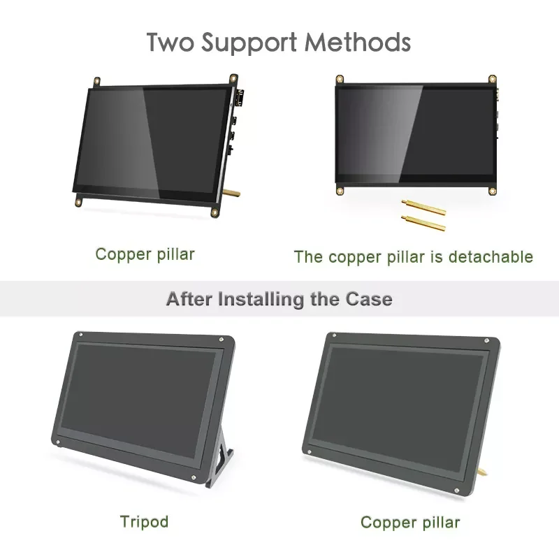 Raspberry Pi Display 7 inch 1024x600 Touch Screen Monitor with Dual Speakers, CPU Monitoring 7