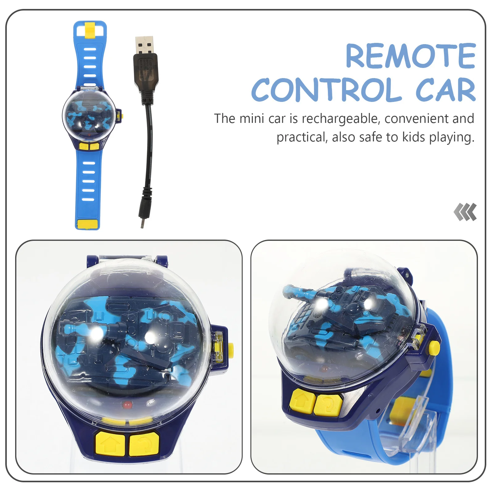 

1Set Watch Remote Control Tank Kids Rc Car Mini Electric Car USB Rechargeable Kids Gift Mini Toys Watch Control Tank