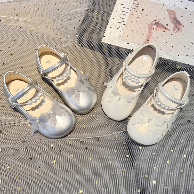 

2025 Autumn New Children Leather Shoes for Girls Fashion Korean Style Soft Bottom Anti-slippery Versatile Wedding Dress Shoes