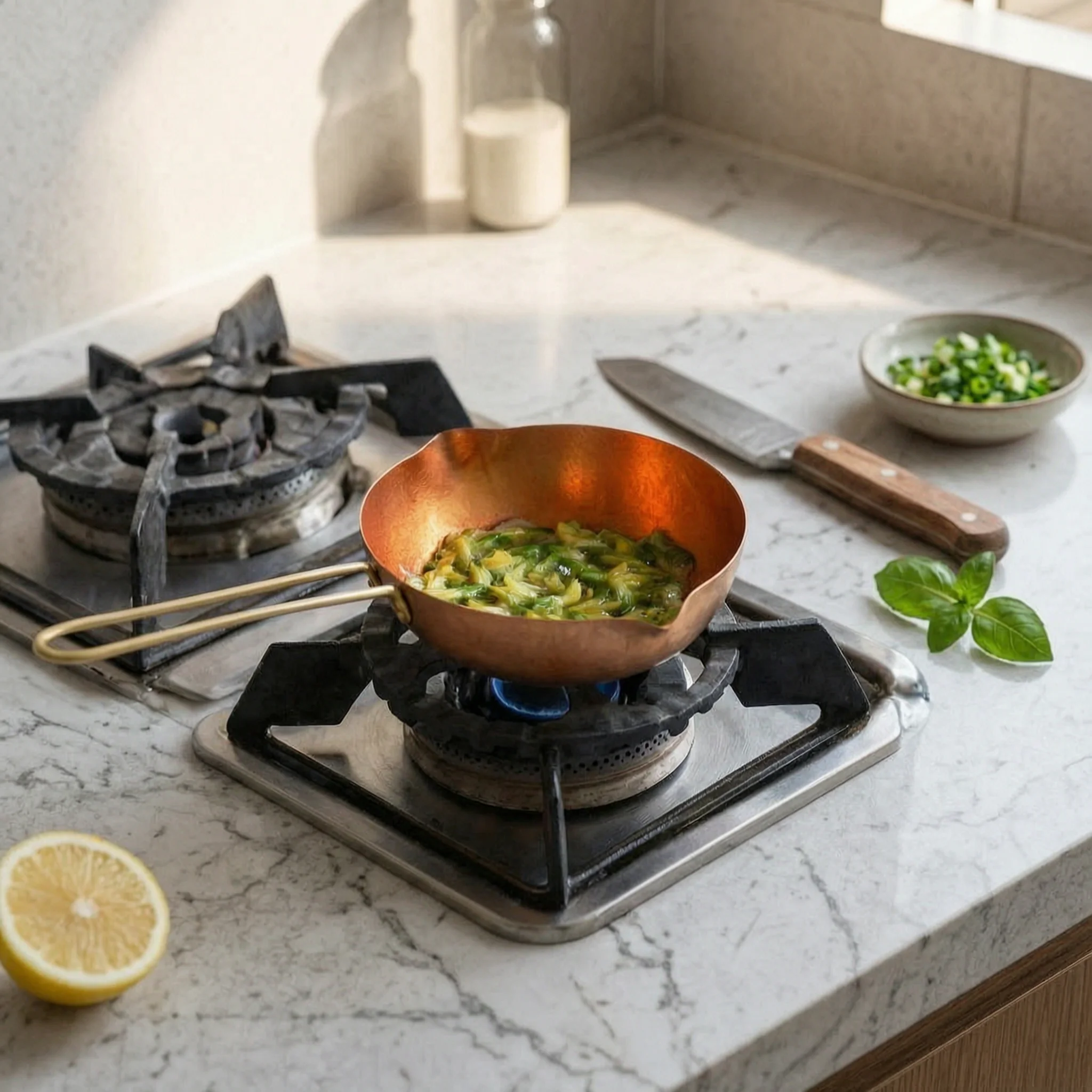 Hammered Copper Pan Lightweight Saucepan with Hammered Texture Copper Pan Rust-Resistant for Singles, Daily Cooking