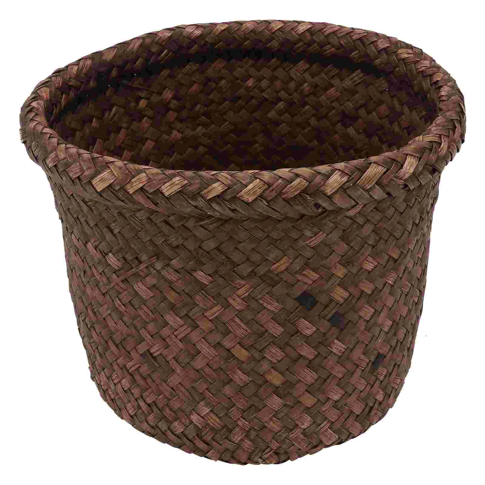 

Woven Storage Basket Gardening Weaving Flowerpot for Home Garbage Can Rust-proof Container Seaweed Plant Planter