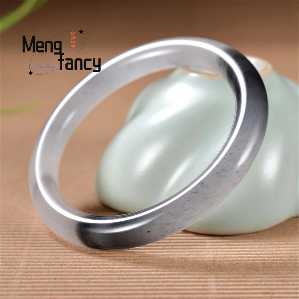 Natural Golden Silk Jade Ink Painting Bangle High-grade Exquisite Elegant Luxury Quality Fashion Jewelry Holiday Gift Souvenir