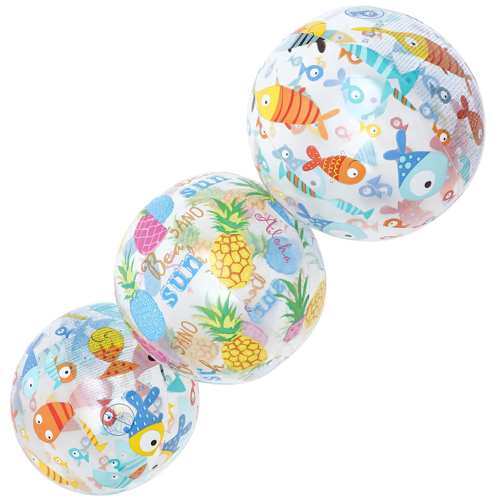 3Pcs Colorful Inflatable Beach Ball Pack Eye Catching Sea Animal Star Circle Flower Patterns Perfect for Beach Lake Pool Summer