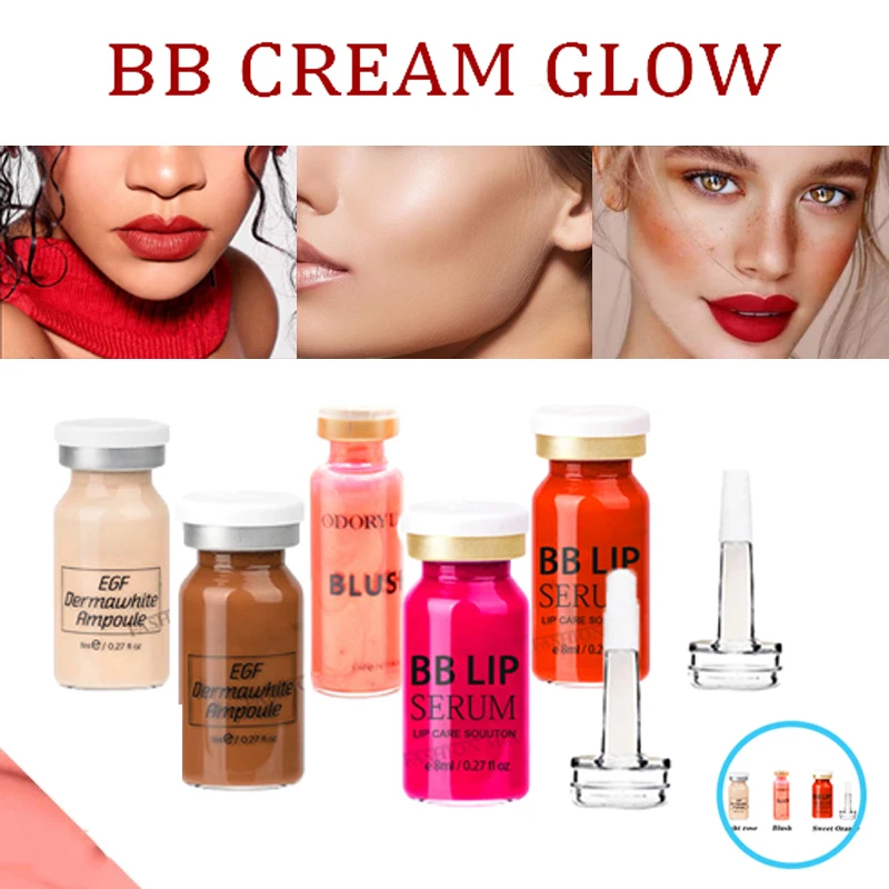 

Korea 3 Pcs BB Cream Glow Serum Face Kit Semi-Permanent Blush Foundation Liquid BB Lip Gloss Pigment Moisturiz Makeup Skin Care