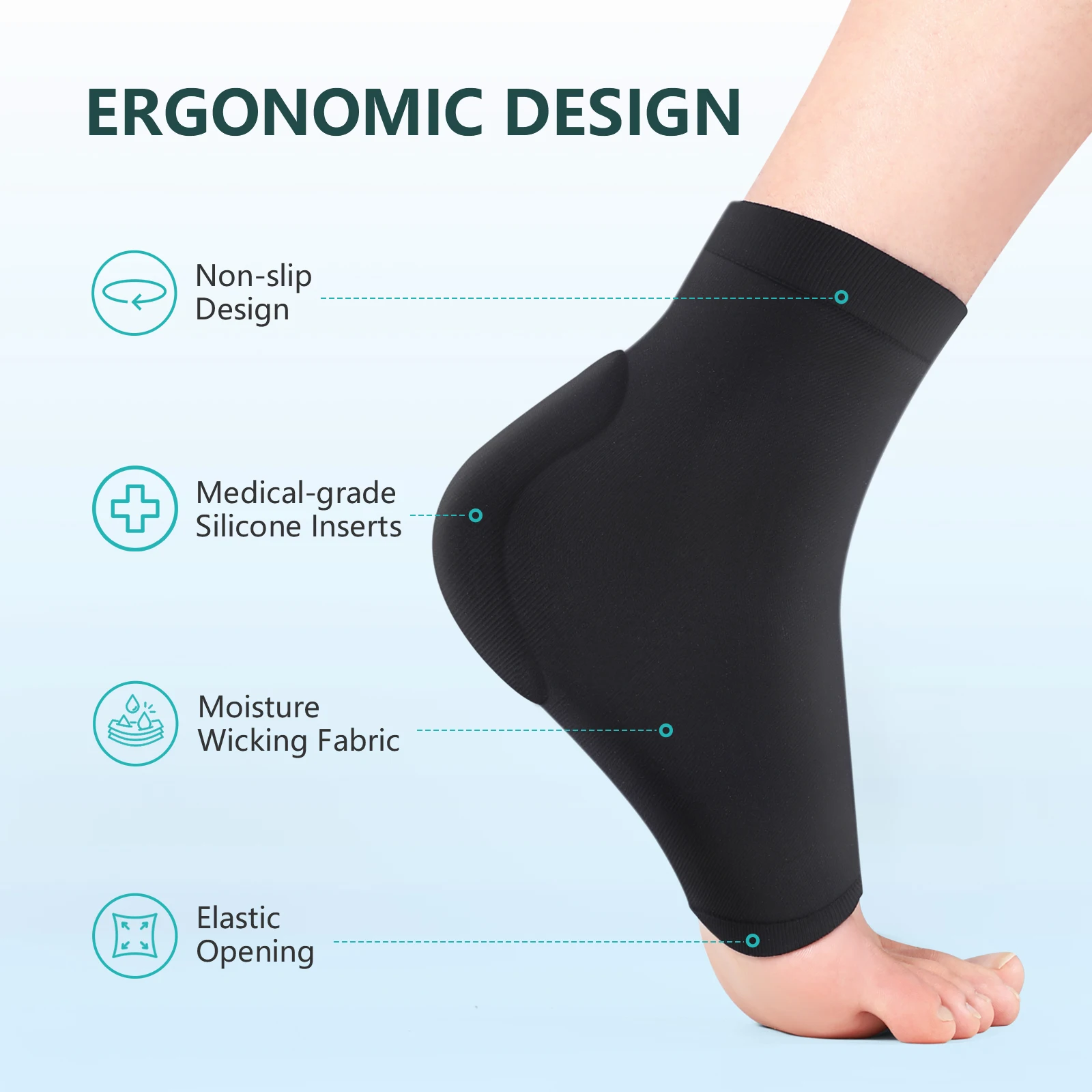 

2Pcs Silicon Socks Heel Protector Sleeve Fasciitis Heel Spur Pads Relief Plantar Feet Care Skin Repair Anti-Crack Pad Heel Socks