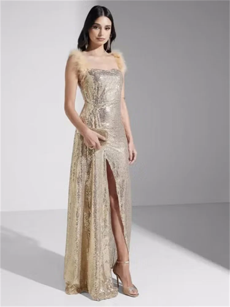 Robe de Soirée Classique Longue en Dentelle avec Fente Latérale, Tenue de Cocktail, Luxueuse, Nouvelle Collection 2024