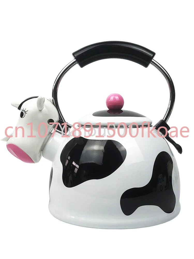 Whistle Kettle Cartoon Stainless Steel Enamel Color Gas Open Fire Induction Cooker Enamel Coffee Pot