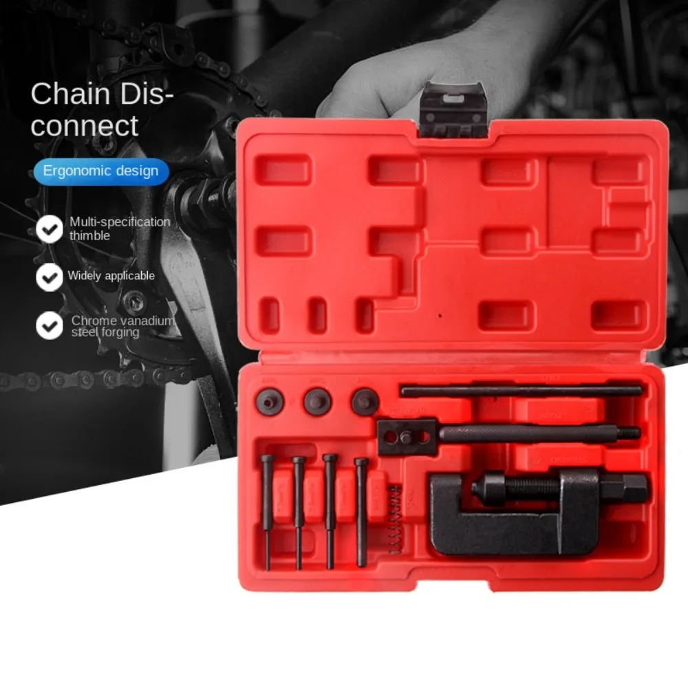 

Heavy Duty Motorcycle Chain Breaker Riveting Kit Red Case Cam Drive Splitter Link Riveter Set Chain Breaker Bicycle