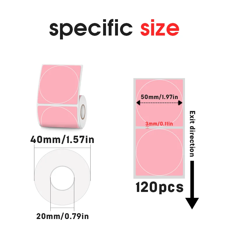 SINMARK 3 Rolls Round Color Thermal Label Paper Pure Waterproof Labels Cute Handmade DIY Self-Adhesive Stickers Use for Printer