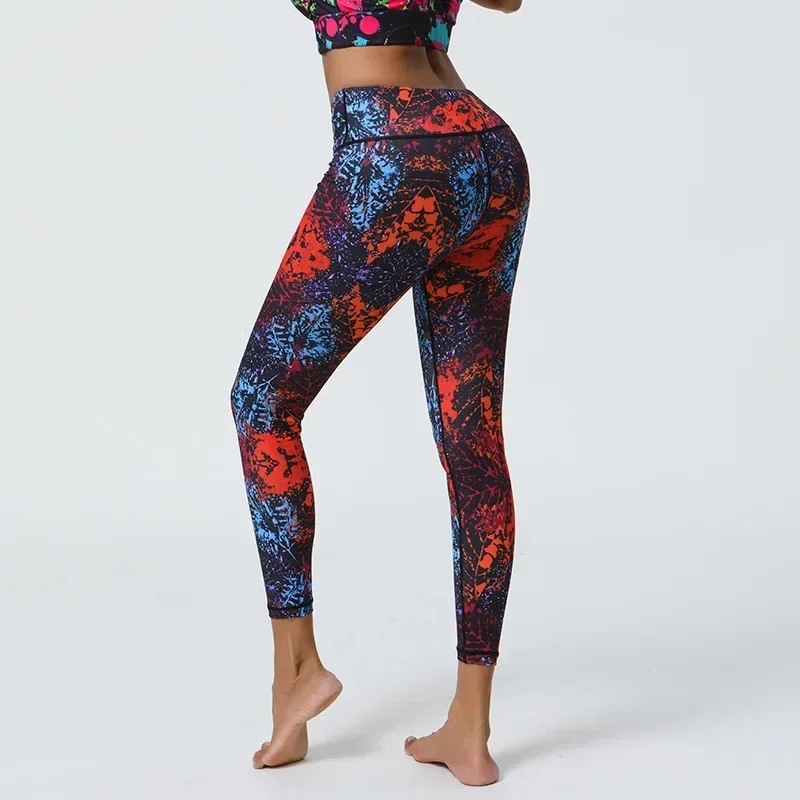 High Waist Women Elastic Legging with Colorful Printed Fitness Sexy Stretch Gym Dancing Leggings Casual Outwear 8Z