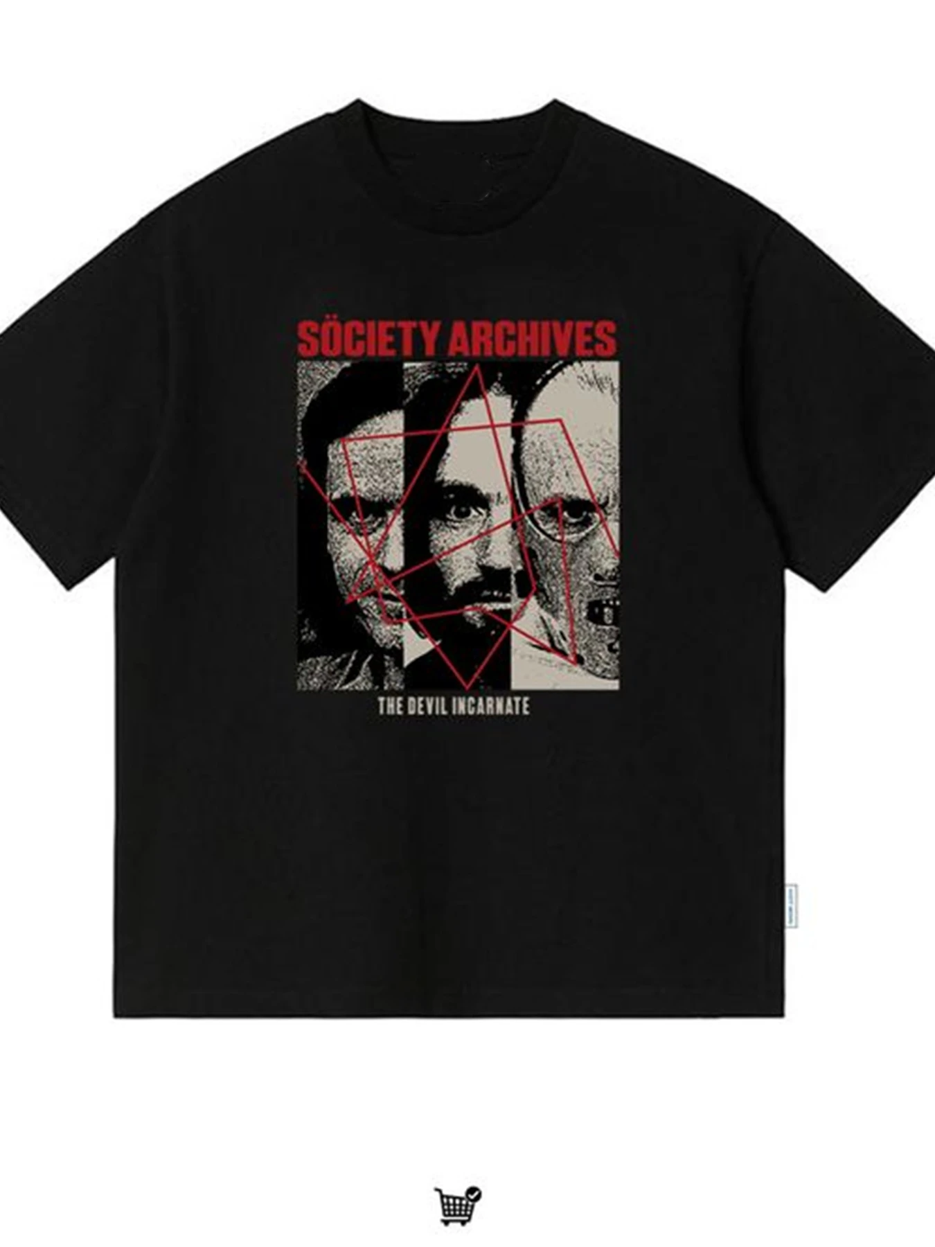 Men’s T-Shirt - Society Archives Devil Print - Stylish Casual Wear Unisex Streetwear Shirt  vintage t shirt men clothing