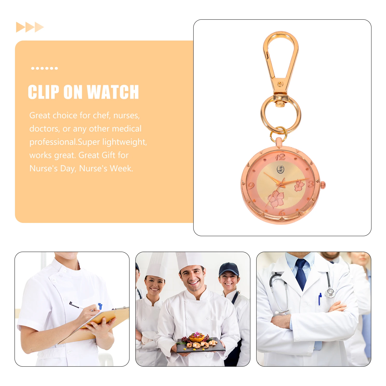 Pocket Watch Clip On Key Buckle Lightweight Precision Movement Great Gift Nurse Week Doctor Chef Sturdy Fob Watch Key Chain