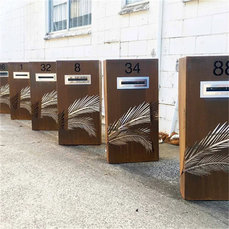 Corten Steel Post Office Box Decoration for Mailbox Outdoor Design Wall Hanging