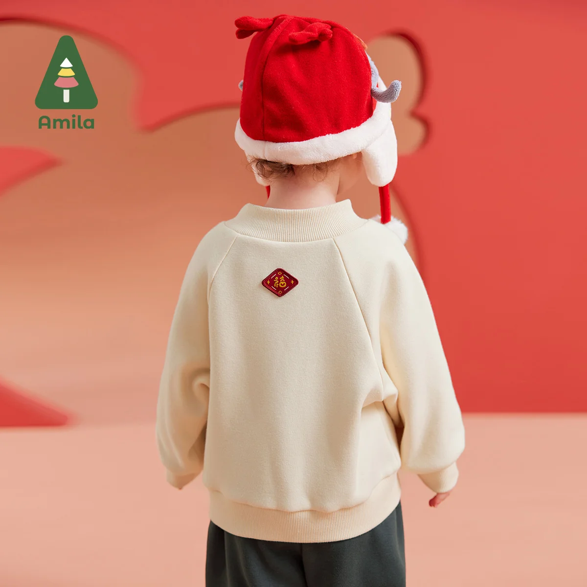 Amila Baby Children Hoodie 2024 Winter New Multicolour Mock turtleneck Fleecing Cute Warm Baby Clothing