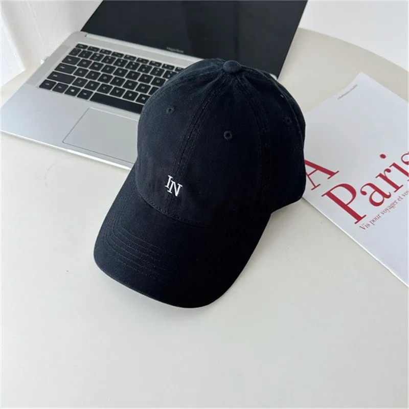 

Korean Version IN Letter Fashion Baseball Cap Slimming Face Small Couple Unisex Decoration Casual Sport Hat for Travel Outfit
