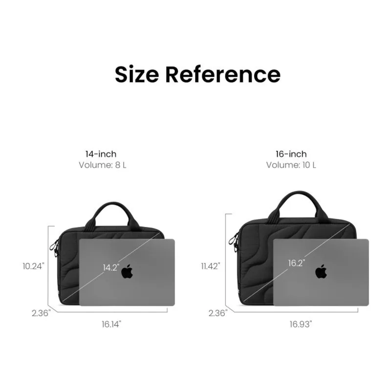 OUIO Wave Quilted Laptop Sleeve Bag With Handle Shockproof Puffer Notebook Carrying Case Portable Soft Computer Cover 14 16 Inch