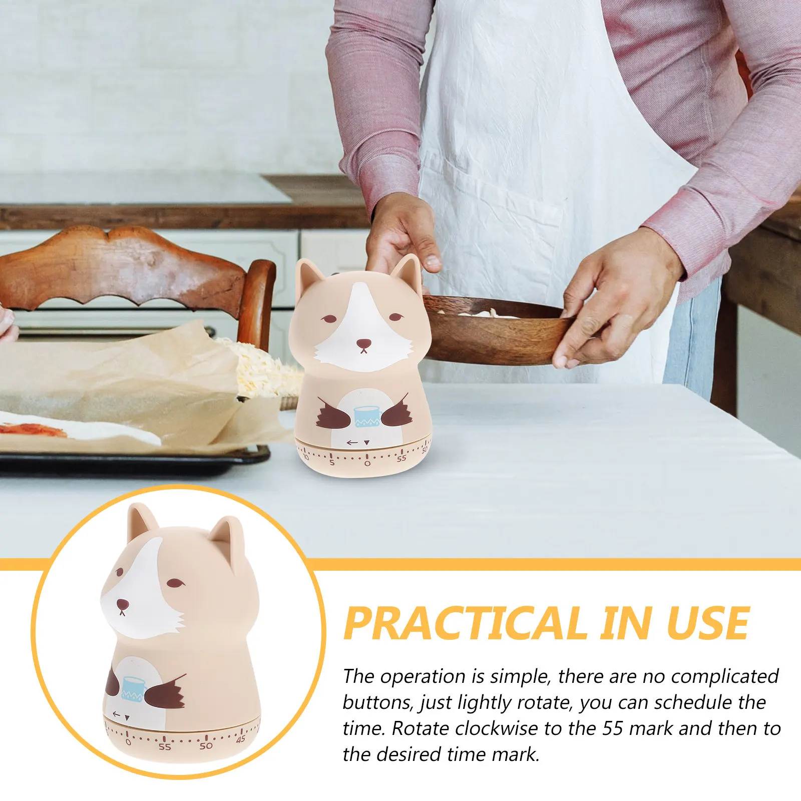 2Pcs ABS Material Animal Shape Mechanical Timer for Kitchen Cooking Baking Time Management Student Homework Reminder Countdown