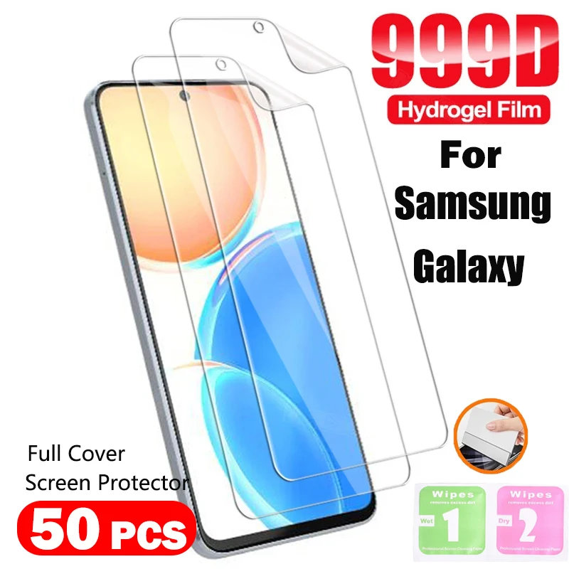 

50 Pcs/Pack Hydrogel Film For Samsung Galaxy S23 Screen Protector S22 S21 S20 Ultra FE S10 Note 20 10 Plus Lite A42 A80 A90 5G