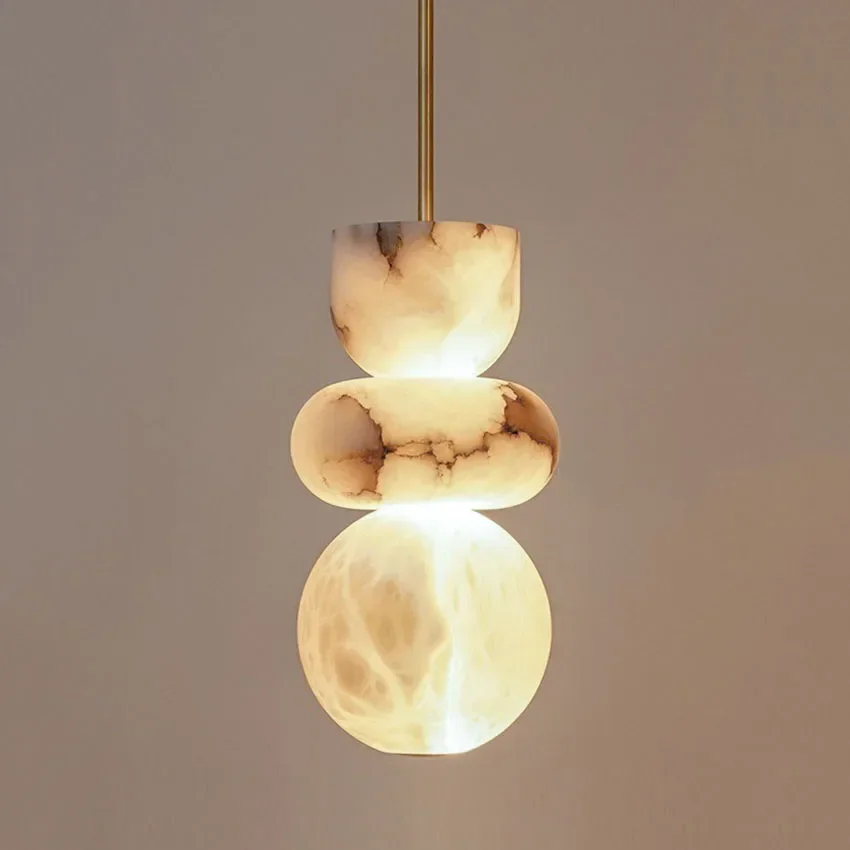 2027 New Spanish Marble Pendant Light Natural Veins Stone Modern Luxury Hanging Lamp For Bedside Dining Room Kitchen Bar Decor