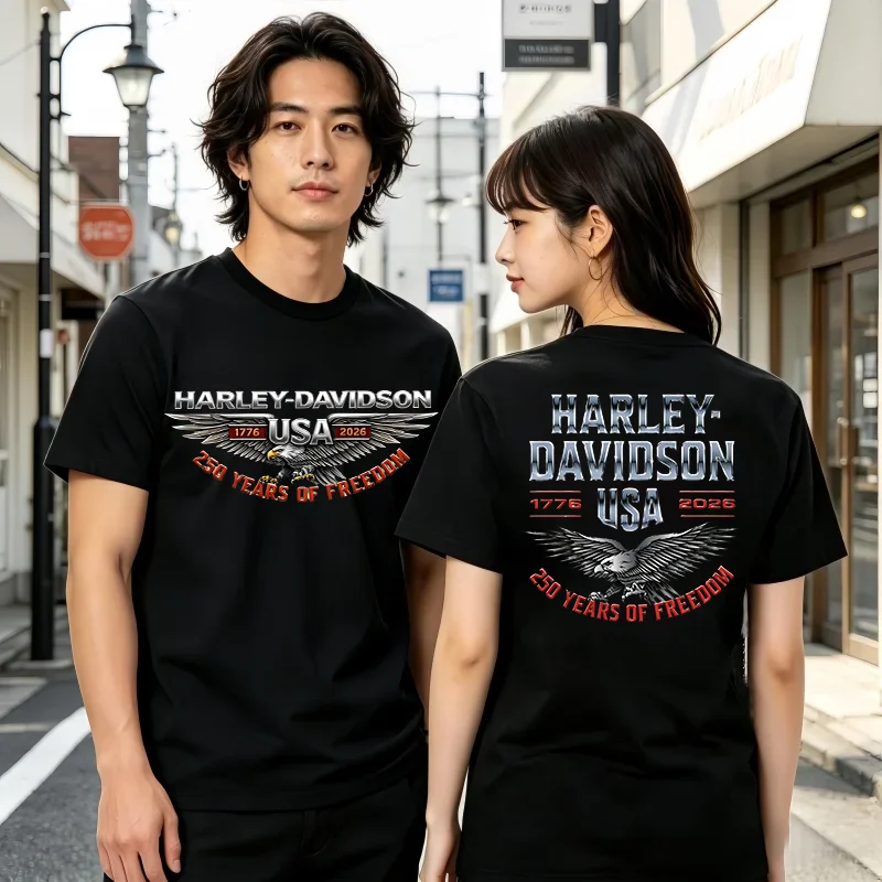 Neues Harley Davidson Motorrad-T-Shirt, Sommer-T-Shirt für Herren und Damen, Baumwolle, bedruckt, atmungsaktiv, für Damen, Outdoor-Sport, Fitness-Tops