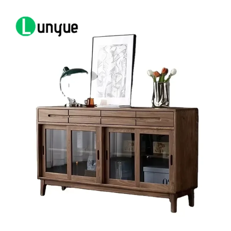 Wood Side Cabinet Shelf Storage Locker for Kitchen Living Room Furniture High Capacity Organizer Home Decor