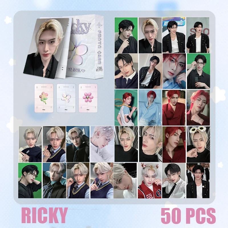 50pcs/set KPOP Ricky Shen Quanrui Laser Small Card Album LOMO Card Glitter Photo Card Girl Collection Gift Postcard ZEROBASEONE