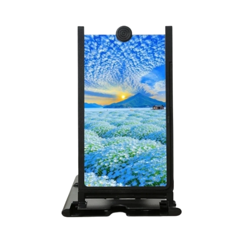 R53C Phone Screen Viewer Stand with Foldable Pull-Out Desk Base, Portrait and Landscape Holder for Video Calls, Class Viewing,