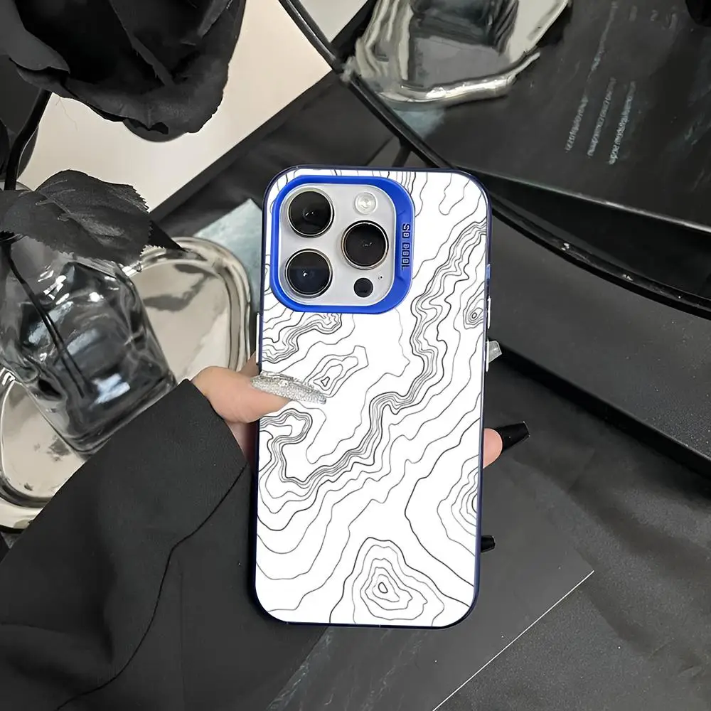 Mountain Contours Phone Case 2024 IMD Case For IPhone 16 15 Pro XR XS 7 8 Plus SE2024 Shockproof Color Phone Funda Cover