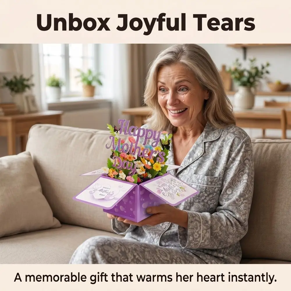 Ornaments Flower 3D Mother's Day Card Best Wishes Creative Mom Greeting Card Gifts Butterfly Flower Pop Up Card Senior Women