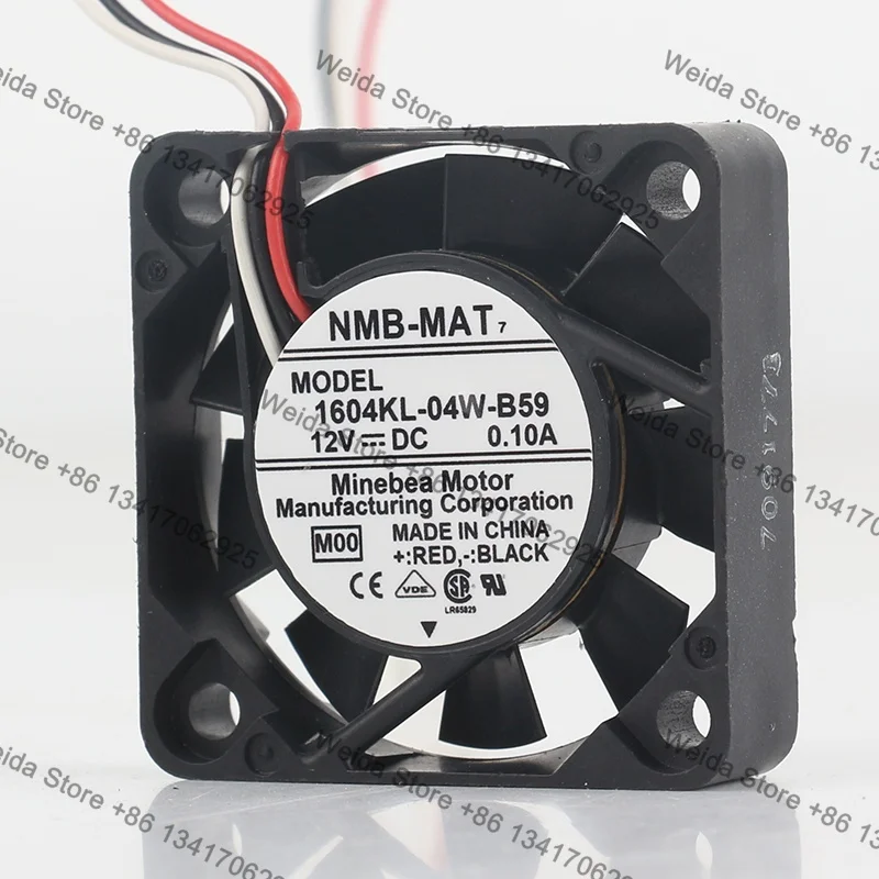 4CM Original NMB DC 12V 0.10A 4010 High air volume 40X40X10MM dual ball mute 3-wire 1604KL-04W-B59 cooling fan